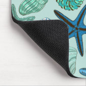 Tapis De Souris Tons De Coquillages Bleus Et Motif D'Étoile (Coin)