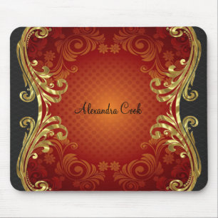 Tapis De Souris Tons rouge noir et or Vintage perlures-monogramme