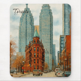 Tapis De Souris Toronto Skyline Canada Vintage Watercolor