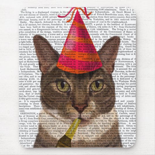 Tapis De Souris Tortoiseshell Chat avec Casquette du Parti (Devant)