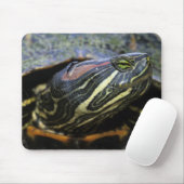 Tapis De Souris Tortue à oreilles rouges, Trachemys scripta elegan (Avec souris)