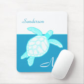 Tapis De Souris Tortue côtière bleu Turquoise blanc (Avec souris)