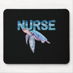 Tapis De Souris Tortue de mer de la vie infirmière en aquarelle In