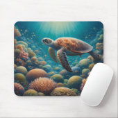 Tapis De Souris Tortue de mer et corail (Avec souris)