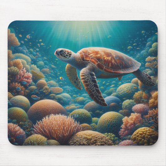 Tapis De Souris Tortue de mer et corail (Devant)