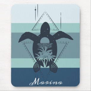 Tapis De Souris Tortue géométrique moderne Personnalisée