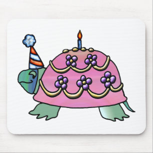 Tapis De Souris Tortue rose d'anniversaire
