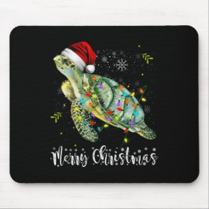 Tapis De Souris Tortue Santa Hat Joyeux Noël Lumières Noël Fêtes