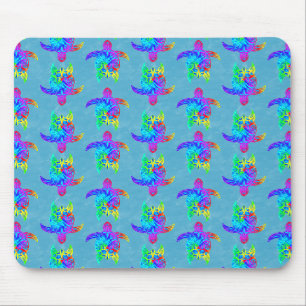 Tapis De Souris Tortues tribales de l'île Ocean Blue Tie Dye