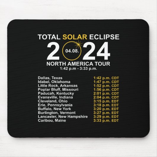 Tapis De Souris Total Éclipse Solaire 8 Avril Chemin De L'Éclipse (Devant)