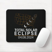Tapis De Souris Total Éclipse Solaire Avril 8 2024 Amérique Usa Ca (Avec souris)