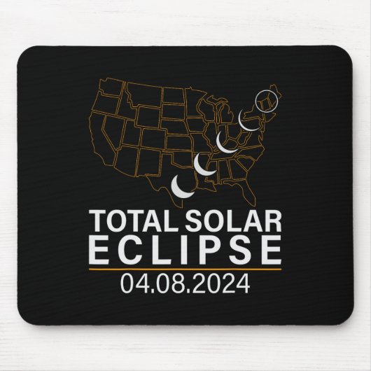 Tapis De Souris Total Éclipse Solaire Avril 8 2024 Amérique Usa Ca (Devant)