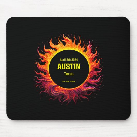 Tapis De Souris Total Solaire Eclipse 2024 Austin Texas (Devant)