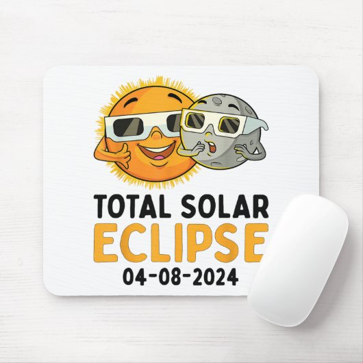 Tapis De Souris Total Solaire Eclipse 2024 Lunettes Funny Sun Moon (Avec souris)