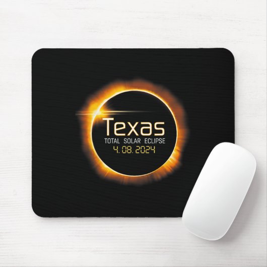 Tapis De Souris Totalité de Solar Eclipse Texas Usa 2024 (Avec souris)