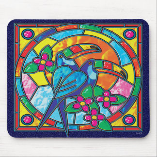TAPIS DE SOURIS TOUCANS EN VERRE SOUILLÉ