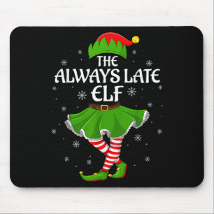Tapis De Souris Toujours tard Elf Noël Famille Filles Femmes Elf S