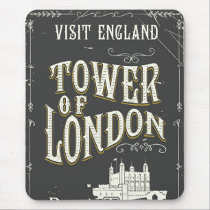 Tapis De Souris Tour de Londres Angleterre affiche vintage