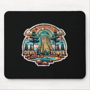 Tapis De Souris Tour Devils Wyoming Monument National Rétro Vintag