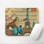 Tapis De Souris Tour Eiffel bleu de Paris de nid d'oiseau de Robin (Avec souris)
