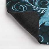 Tapis De Souris Tour Eiffel Floral bleu (Coin)