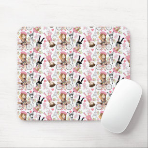 Tapis De Souris Tour Eiffel Parisienne Fleur Rose Cœur