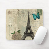 Tapis De Souris Tour Eiffel rose de Paris de papillon beige de (Avec souris)