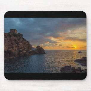 Tapis De Souris Tour Genoese dans le coucher du soleil Ota Corse