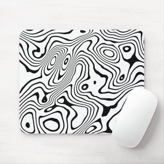 Tapis De Souris Tourbillon blanc noir Conception abstraite (Avec souris)