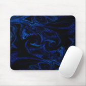 Tapis De Souris Tourbillon Noir Bleu Abstrait Fumée Cool (Avec souris)