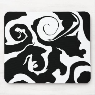 Tapis De Souris Tourbillon noir et Marbre blanc moderne