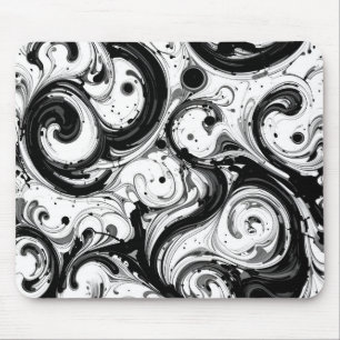 Tapis De Souris Tourbillonnant noir et blanc