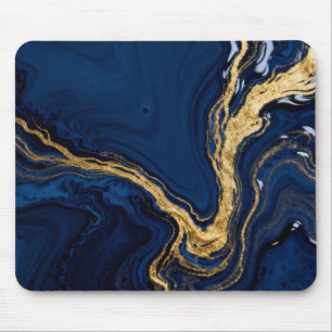 Tapis De Souris Tourbillons de marbre doré fluide