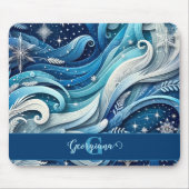 Tapis De Souris Tourbillons d'hiver bleus et gelés (Devant)