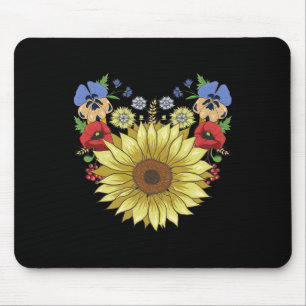 Tapis De Souris Tournesol Et Coquelicots Drôle Floral D'ukraine Uk