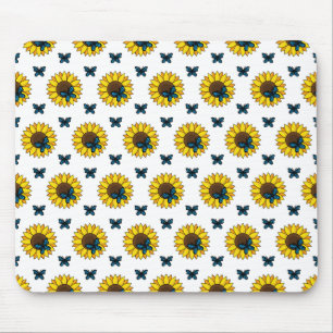 Tapis De Souris Tournesol et papillon bleu