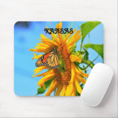 Tapis De Souris Tournesol Kansas et papillon Monarque, pavé souris (Avec souris)