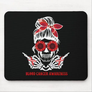 Tapis De Souris Tournesol Messy Bun Crâne Rouge Ruban Cancer du sa