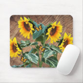 Tapis De Souris Tournesol Papillons Rustic Barque (Avec souris)