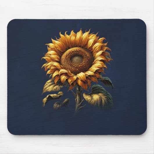 Tapis De Souris Tournesol Rustique Bleu (Devant)