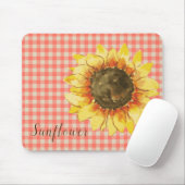 Tapis De Souris Tournesol sur Gingham (Avec souris)