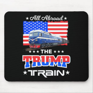 Tapis De Souris Tous à bord du train Trump Drapeau Américain