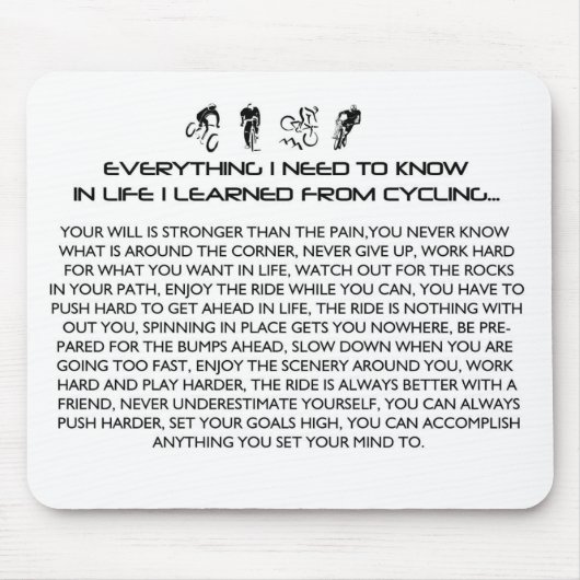 TAPIS DE SOURIS TOUT I LEARNED-CYCLE (Devant)