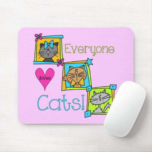 Tapis De Souris Tout le monde aime les chats (Avec souris)
