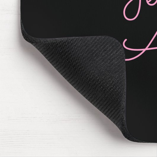 Tapis De Souris Tout nom | Script rose modifiable Cool sur noir (Coin)