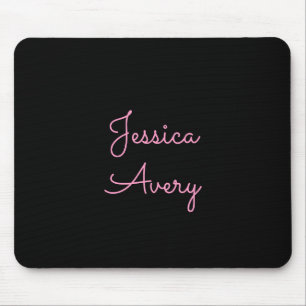 Tapis De Souris Tout nom   Script rose modifiable Cool sur noir