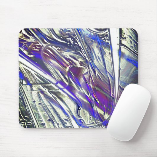 Tapis De Souris Traces écailées sur texture argentée sous fumée bl (Avec souris)