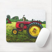 Tapis De Souris Tracteur rouge et jaune de ferme (Avec souris)