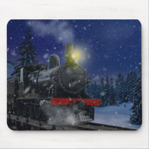 Tapis De Souris Train de Noël dans la neige