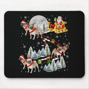Tapis De Souris Traîneau de Noël Pug Santa Chien